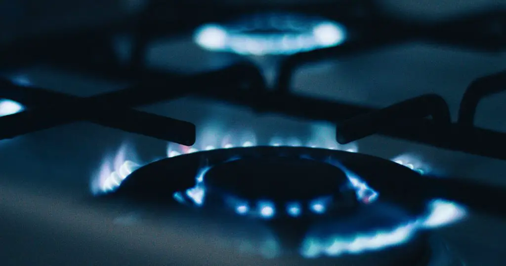 Stove with blue flames