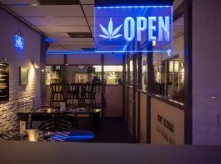 Cannabis Store with open sign